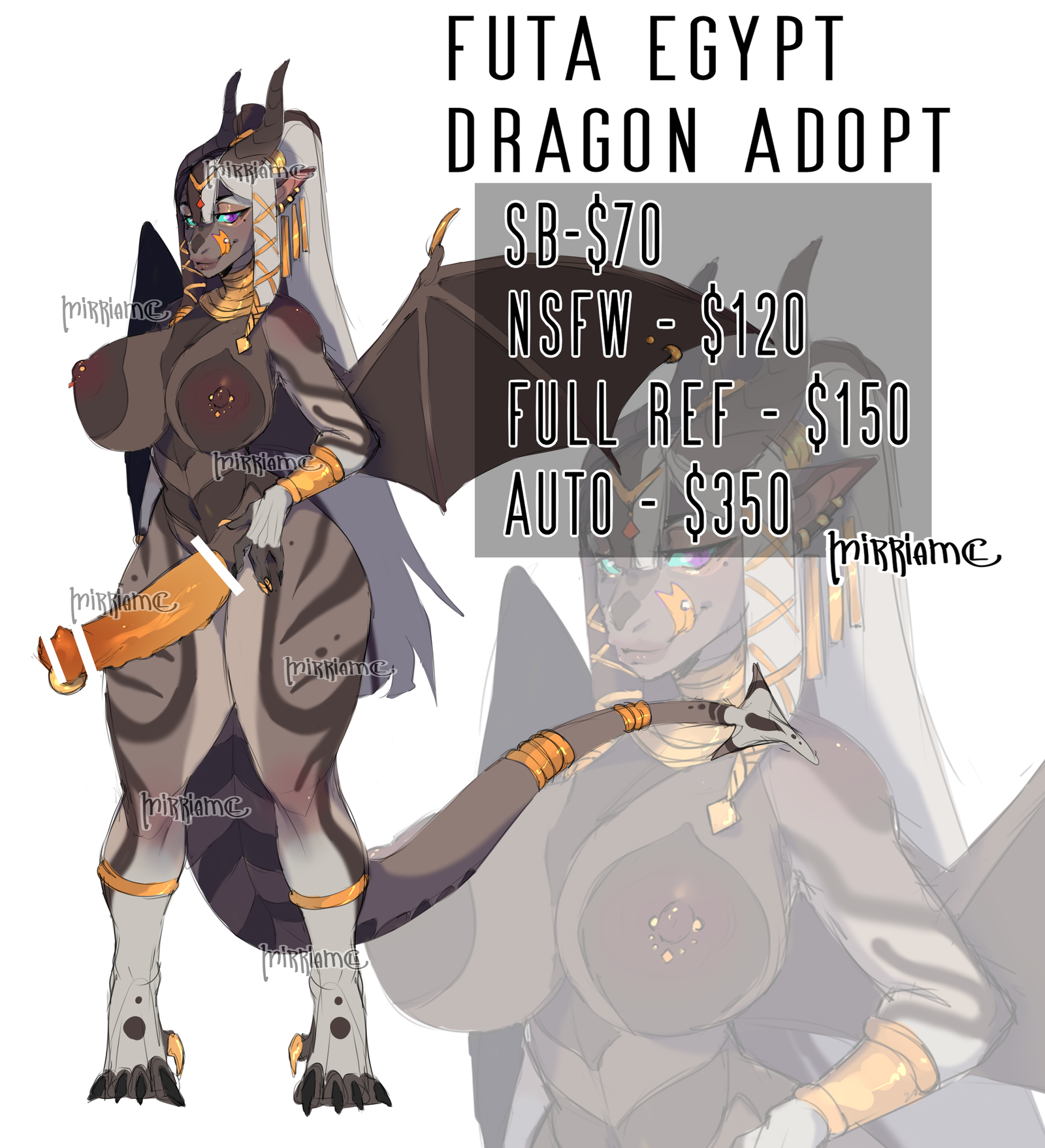 Adoptable] Futa Egypt Dragon - YCH.art